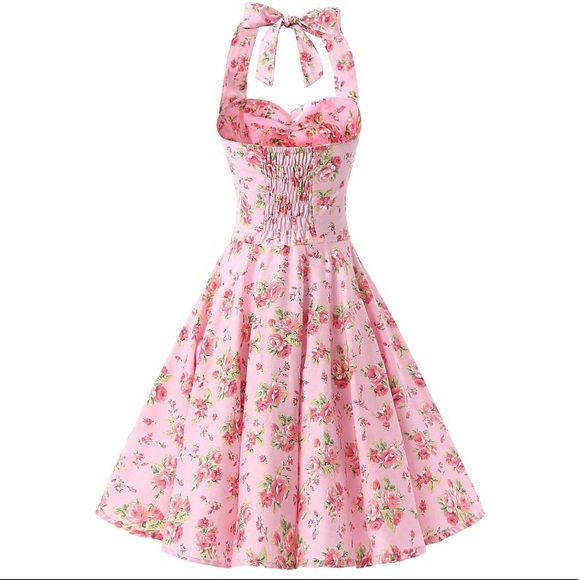 Pink vintage style halter dress - Picture 3 of 8